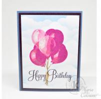Clouds with Birthday Balloons Card - Kitchen Sink Stamps
