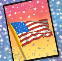 US Flag at Sunset Card - Kitchen Sink Stamps