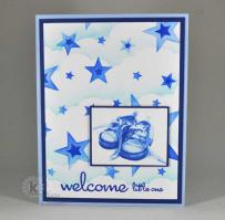Welcome Little One Blue Stars card