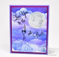 To the Moon and Back purple sky card - Kitchen Sink Stamps