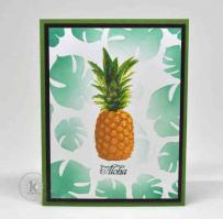 Pineapple and Tropical Leaves card - Kitchen Sink Stamps