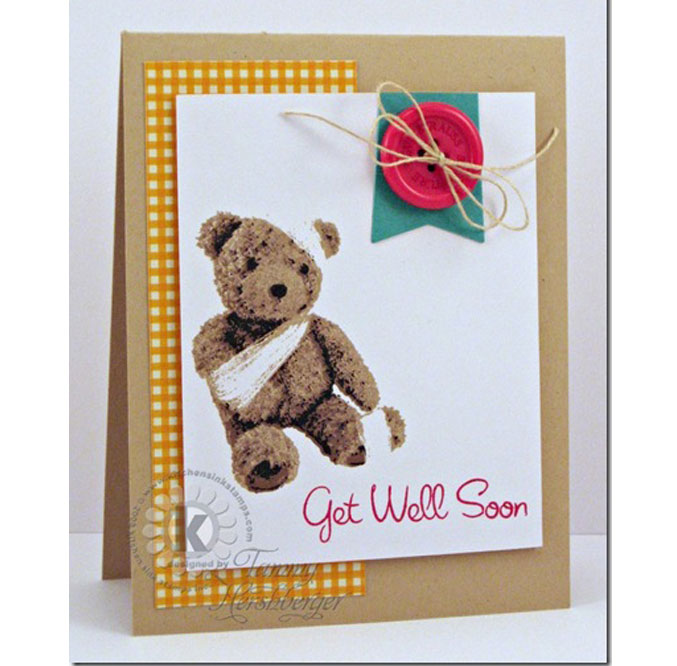 Get Well Teddy Bear Multi Step clear layered stamps