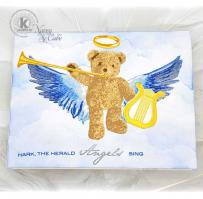 Teddy Angel Sing Christmas Card - Kitchen Sink Stamps