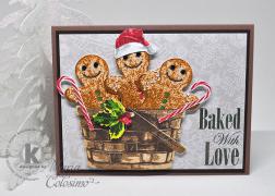 Basket of Christmas Gingerbread Men card from Kitchen Sink Stamps