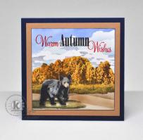 Bear Autumn Wishes card- Kitchen Sink Stamps