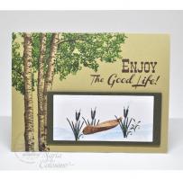 Birch Tree and Canoe Card - Kitchen Sink Stamps