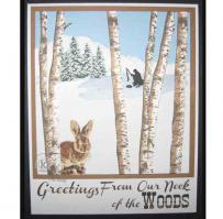 Birch Trees Winter Greetings from the Woods Card - Kitchen Sink Stamps