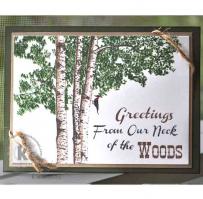 Birch Trees Greetings from the Woods Card - Kitchen Sink Stamps