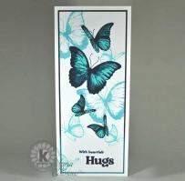 Teal Butterfly Hugs card - Kitchen Sink Stamps STAMPtember