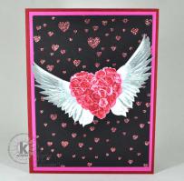 Heart Roses and Angel Wings Valentine card - Kitchen Sink Stamps
