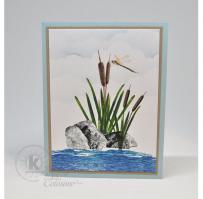 Cattails, Dragonfly and Rocks Card - Kitchen Sink Stamps