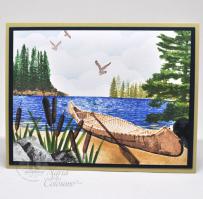 Cattails and Canoe Lake Scene Card - Kitchen Sink Stamps