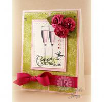 Pink Champagne Celebration Anniversary or Wedding Card - Kitchen Sink Stamps