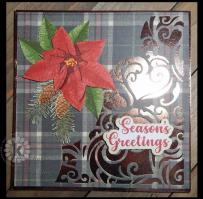 Season's Greetings Poinsettia Card - Kitchen Sink Stamps