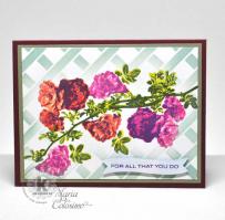 Roses and Lattice card- Kitchen Sink Stamps