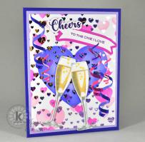 To The One I Love Champagne and Hearts card - Kitchen Sink Stamps