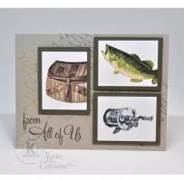 Fish, Catch Basket and Fishing Reel Card - Kitchen Sink Stamps