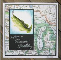 Fishing and Michigan Map card - Kitchen Sink Stamps
