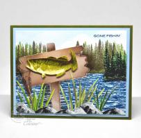 Gone Fishing Bass Sign scene card