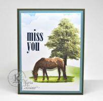 Lone horse Miss You Card from Kitchen Sink Stamps