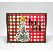 Christmas Gingham Peace on Earth Card - Kitchen Sink Stamps