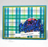 Blue Plaid with Watercolor Thanks Card - Kitchen Sink Stamps