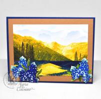 Golden Mountains and Bluebonnets view card- Kitchen Sink Stamps