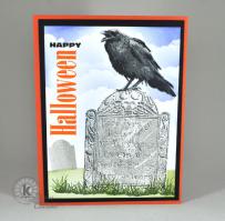 Raven and Gravestone Halloween Card - Kitchen Sink Stamps