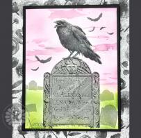 Ever More Raven Halloween Card - Kitchen Sink Stamps