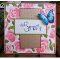 Pink Roses and Butterfly Sympathy Card - Kitchen Sink Stamps