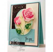 Two Pink Roses For You Card - Kitchen Sink Stamps