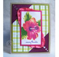 Bright Pink Hibiscus Thank You Card - Kitchen Sink Stamps