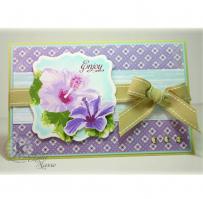 Purple and Pink Hibiscus Enjoy Card - Kitchen Sink Stamps