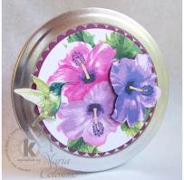 Hibiscus and Hummingbird Round Metal Tin and Notes Project  - Kitchen Sink Stamps