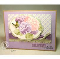 Pink and Purple Hydrangeas Birthday Card - Kitchen Sink Stamps