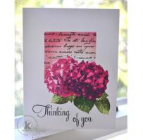 Thinking of You Dark Pink Hydrangea Card - Kitchen Sink Stamps