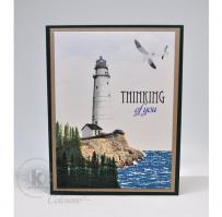 Lighthouse, Pine Trees and Lake Note Card from Kitchen Sink Stamps