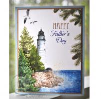 Lighthouse Amongst the Pines by the Sea Father's Day Card - Kitchen Sink Stamps
