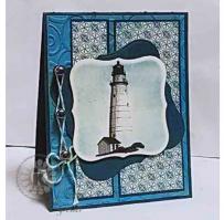 Lighthouse Blue Note Card - Kitchen Sink Stamps