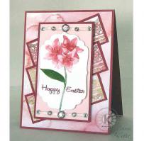Pink Lilies Happy Easter Card - Kitchen Sink Stamps