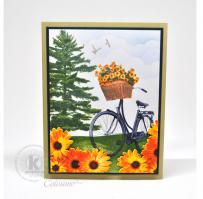 Norway Pine and Bicycle Scene Card from Kitchen Sink Stamps