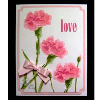 Pink Carnations Love Card - Kitchen Sink Stamps