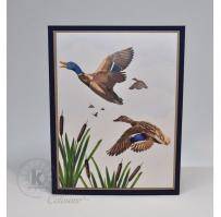 Flying Mallards and Cattails Note Card from Kitchen Sink Stamps