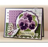 Purple Pansy Birthday Card - Kitchen Sink Stamps
