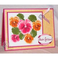 Cheerful Pink and Orange Pansies for a Friend Card - Kitchen Sink Stamps