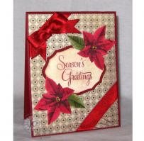 Poinsettia Season's Greetings Christmas Card - Kitchen Sink Stamps