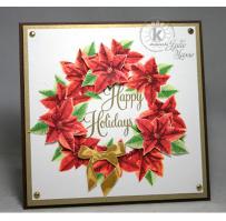 Poinsettia Wreath Happy Holidays Christmas Card - Kitchen Sink Stamps