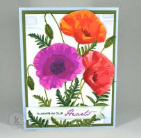 Pink and Orange Poppies card - Kitchen Sink Stamps
