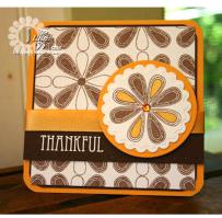 Brown and Gold Flower Shape Pattern Thank You Card - Kitchen Sink Stamps