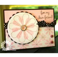 Pink Flower Shape Pattern Friendship Card - Kitchen Sink Stamps